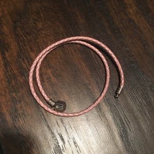 Pink pandora leather bracelet
